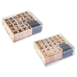 Wooden stamp set 26 pcs with 2 inks, mix 