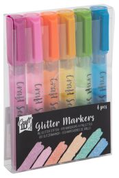 Glitter markers, 6 pcs in PET box