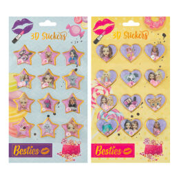 3D stickers with glitters - 12 pcs, 2 ass.