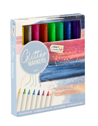 Glitter markers, 8 pcs