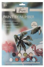 Malowanie po numerach na kartonie 33,5 x 23,8cm - Flamingi