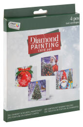 Zestaw Świątecznych kartek do diamentowanego malowania, 16x16cm, 4 szt.