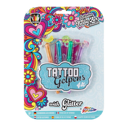 Tattoo gel pen with glitter 4 pieces
