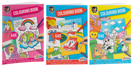 COLOURING PAGE A4 64 PAGES, 3 DESIGNS