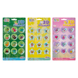 3D stickers with glitters - 12 pieces, mix 3 pcs.