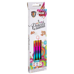 6 rainbow pencils + sharpener
