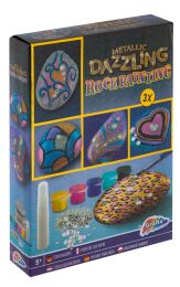 Metallic Dazzling Rock Painting - 3 rocks,5 paint,
