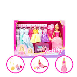 29cm Princess doll with dresses and accessories 