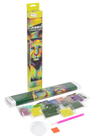 Diamond image - colorful panther, 40x50cm