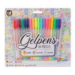 18 gel pens (neon pastel glitter)