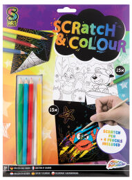 SCRATCH AND COLOR A4 15 SHEETS + 4 COLORED PENCILS
