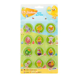 Easter 3D Stickers with Glitter, 12 pcs